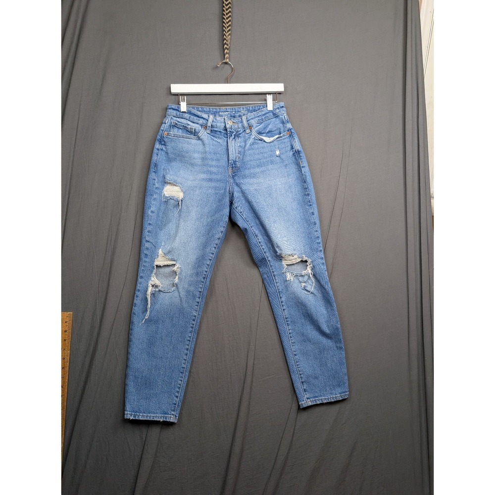 Old Navy Women's Size 2 Blue OG Straight Extra High Rise Distressed Stretch Jean